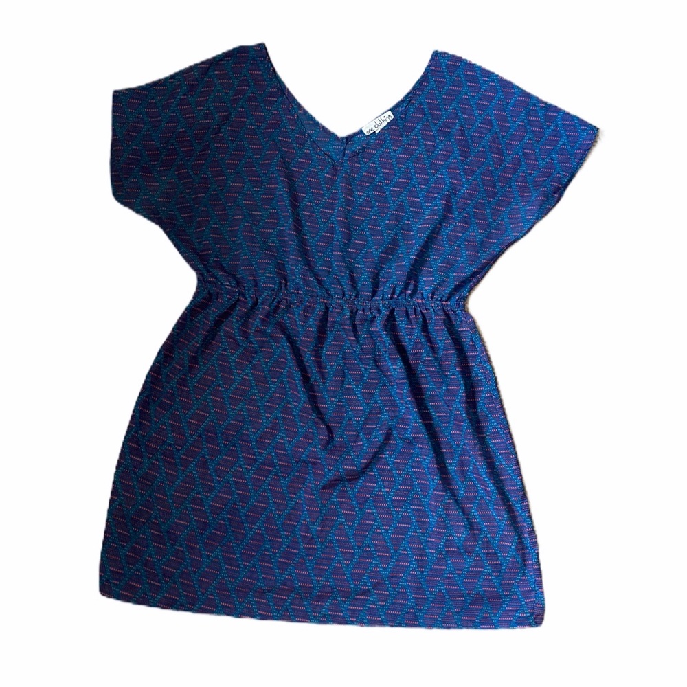 One Clothing Thin Blue and Pink Cinched Dress